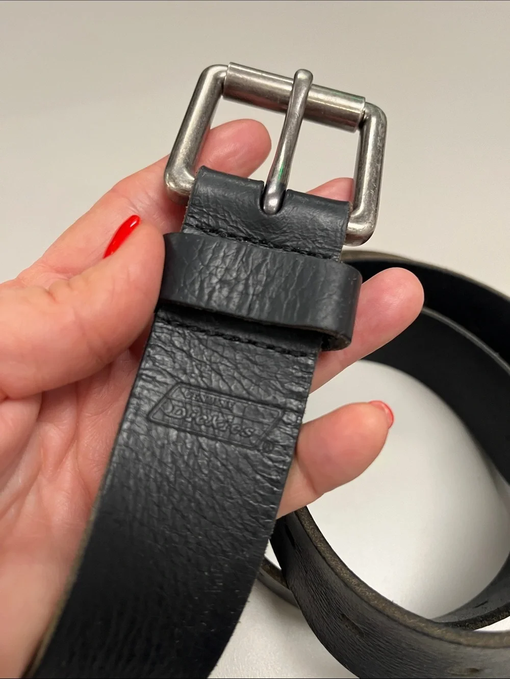 Dickies Black Leather Casual Belt with Metal Buckle